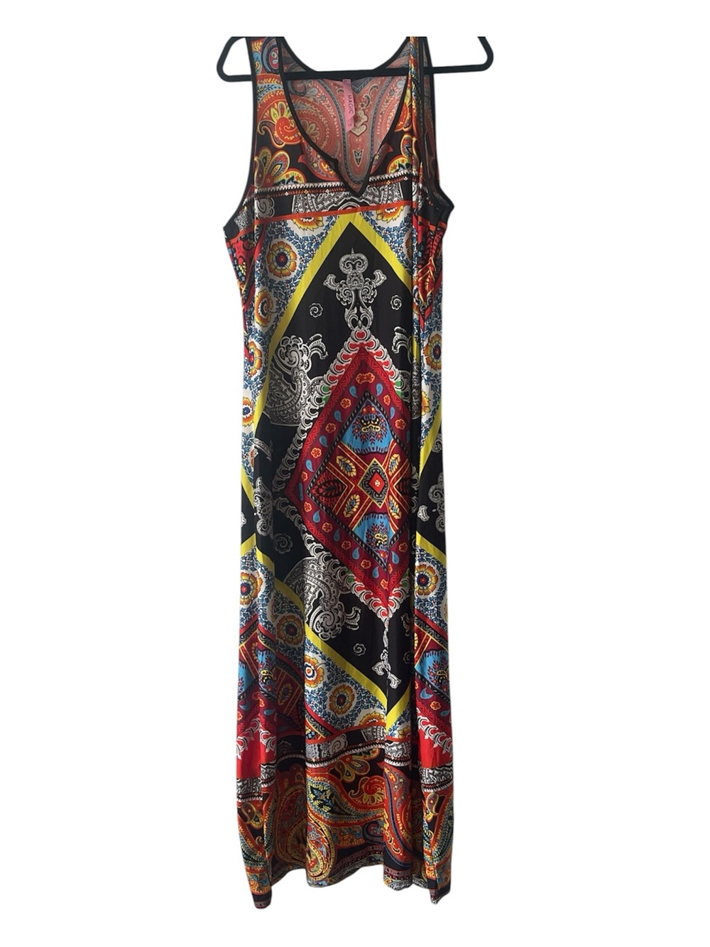 Magic Multicolor Paisley Maxi Dress - Red, Blue, Yellow, Black
